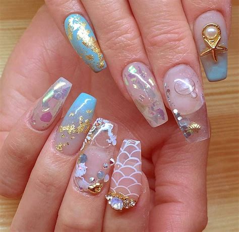 aquamarine nail ideas|aquarium nails with real fish.